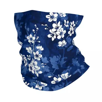 Sakura Cvet V Globoko Modro Ruta Kritje Vratu Natisnjeni Japonske Češnje Cvetovi Masko Šal Multi-uporabo Kolesarjenje Šal Jahanje Odraslih