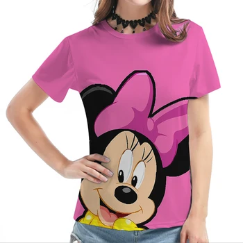 Disney Nove Modne Ženske T Srajce Risanka Mickey Natisni Minnie Miške Dame, Oblačila Srčkan T Poletne Majice Kratek Rokav Vrhovi 2023
