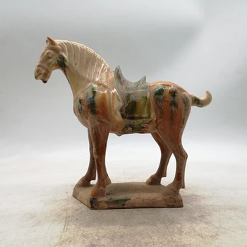 Tang Tri Barve Rumena Steklom War Horse V Gospodinjstvu Dekoracijo