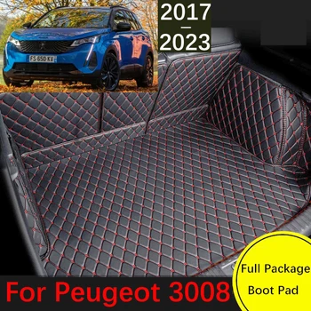 Po meri Usnje Prtljažniku Avtomobila Mat Za Peugeot 3008 P84 2017~2023 5seat Nepremočljiva Tovora Linijskih Preprogo Notranje Deli, Pribor Pokrov