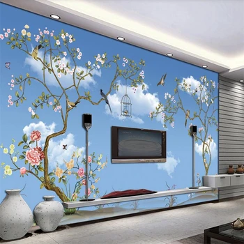 de papel parede ozadje po Meri 3d freske pero in cvet kavč v ozadju stene dnevna soba, spalnica restavracija, kavarna 3d ozadje