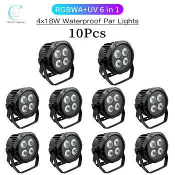 10Pcs/Veliko Nepremočljiva Stopnji Svetlobe 4x18W RGBWA+UV 6 v 1 LED Par Luči DMX Kontrola DJ Disco Opreme za Outdoor Show Razsvetljavo