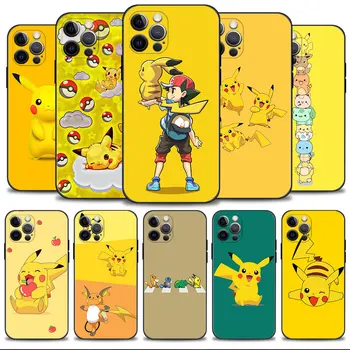 Telefon Primeru Za iPhone 15 14 13 12 11 Pro Max 7 8 Plus X XS XR 12 13 Mini Silikonski Pokrov Pokemon Pikachu Ash Ketchum Družino