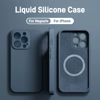 Tekoči Silikon Zaščita Magnetno Ohišje za iPhone 15 14 11 13 12 Pro Mini Max 8 7 XS X XR Za Magsafe Brezžično Polnjenje Magnet
