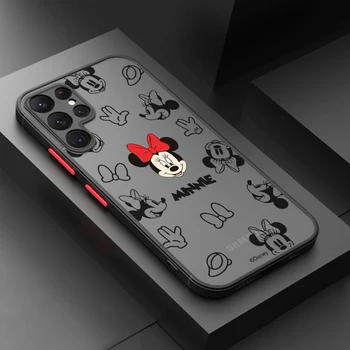 Disney Mouse Mickey&Minnie Mlečno Prosojna Telefon Primeru Pokrovček Za Samsung S22 S23 S21 Ultra S20 FE S10 Plus, Lite 4G 5G