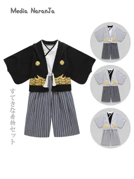 Japonski otroci kimono fantje dekleta kimono nastavite pomlad jesen dolgo oplaščeni jakna telovnik hlače uspešnosti oblačila