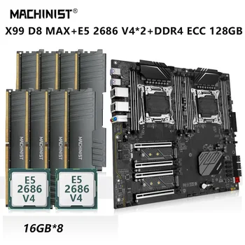 STROJNIK X99 D8 MAX Motherboard LGA 2011-3 Dual CPU Kit Komplet Xeon E5 2686 V4*2 Procesor 128G=16 G*8 DDR4 ECC RAM Osem-Kanalov