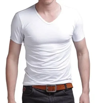 B2048 Poletje Vroče Prodajo T - Shirt Novih Moških V Vratu Vrhovi Tee Slim Fit Majica Kratek Rokav Barva Priložnostne T-Shirt