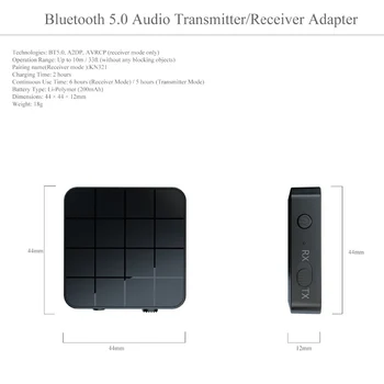 Bluetooth, združljiva 5.0 Avdio Sprejemnik Oddajnik AUX RCA 3.5 MM Jack Stereo Glasbeni Brezžični vmesnik USB Dongle za Avto, TV, PC