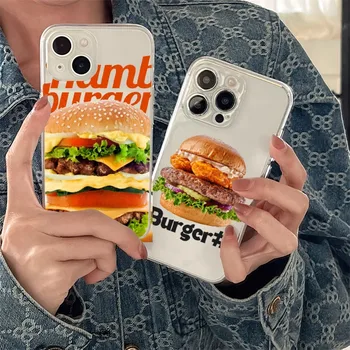okusno hamburger smešno Primeru Telefon Za iPhone 11 12 Mini 13 14 15 Pro XS Max X 8 Plus SE XR Pregleden Lupini