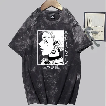 Mitsuya Takashi Natisni T-Shirt Harajuku Tokyo Revengers Street Style O-vratu Tie Dye T-shirt Obleko Hip Hop Vrhovi Tees