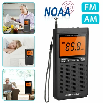AM FM NOAA Mini Prenosni Radio Vreme Radio Mini Žepni Radio Odličen Sprejem Velik LCD Zaslon Digtail Radijske Budilke