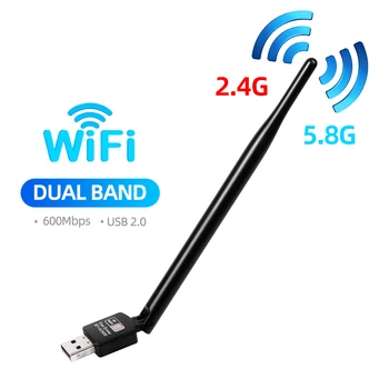 600Mbps WiFi 5 Brezžično Omrežno Kartico USB Bluetooth 4.2 vmesnik USB Dongle Dual Band 2,4 G&5GHz Brezžični LAN Sprejemnik z Anteno