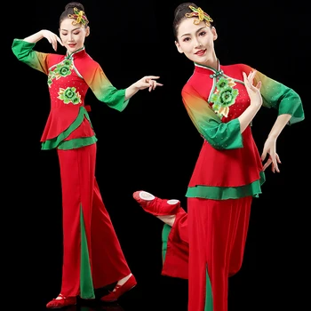 Tradicionalna Kitajska Obleka Ženske, Stari Yangko Ljudskega Plesnega Ventilator, Krovni Nacionalni Ples Elegantna Vila Folk, Klasično Obleko