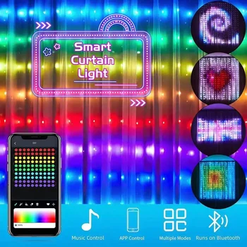 Smart Bluetooth APP Nadzor LED RGB Zavese Niz Luči Božič Pravljica Svetlobe Garland DIY Prikaza Poroka Stranka Dekor