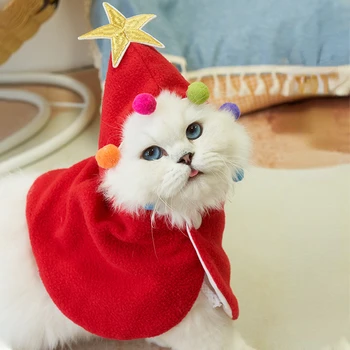 Mačka Kostum Za Santa Cosplay Smešno Preoblikovala Mačka/Pes Pet Božič Cape Obleko Gor, Obleke, Rdeč Šal Ogrinjalo Rekviziti Dekor