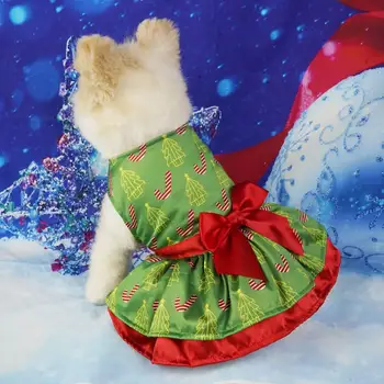 Božič Dog Oblačenja Ljubek Hišne Božič Obleke Easy-to-wear Bowknot Okrašena Počitnice Oblačila za Pse Očarljivo Xmas Obleko