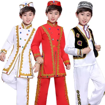 Otrok Uygur Kostum Kostume Kazahstanski Folk Otroci Ples Kitajski Uspešnosti Dekle, Fant Tradicionalno Obleko Nacionalni Oblačila