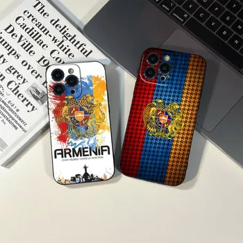 Rusija, Armenija Zastavo Primeru Telefon ZA IPhone 14 13 11 12 Pro 8 7 Plus X 13 Pro MAX XR XS MINI SE 2020 Black Zajema