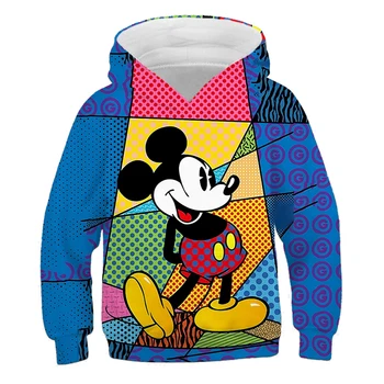 Otrok modro črtasto hoodie risanka sliko Mickey Mouse fantje' long sleeved Majica Pomlad Jesen deklice šport 3-14Y