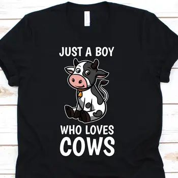 Samo Fant, Ki Ima Rad Krave T Shirt Srčkan Krava Za Fante Goveda Kmet Ljubimec Kavboji Cowbell Kavboj