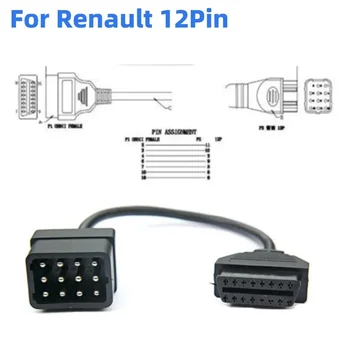 Za Renault 12 Pin OBDII OBD 2 Konektor Adapter za Diagnostiko Podaljšek 16 Pin Za Renault 12Pin z ELM 327 WIFI v1.5