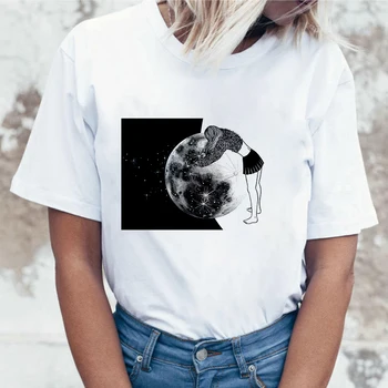 Temno vesolje natisne majica s kratkimi rokavi Ženske 2019 novo hipster T-shirt ženski Modni Retro Harajuku beli vrhovi T Shirt oblačila