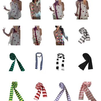 Gospa Goth Harajuku Kul Scarve Y2k Stil Dekle Trak Dolge Pletene Šale Moda