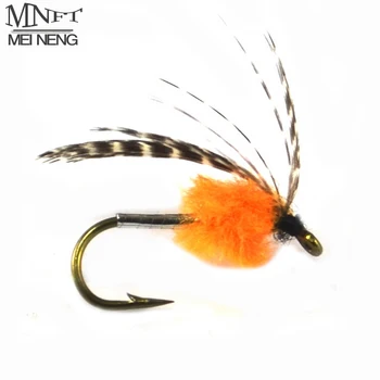 MNFT 10PCS Oranžna Nimfa Telo Mayfly Bug za Postrvi Fly Fishing Lure Vabe (Trnkov velikosti 8# 6#)