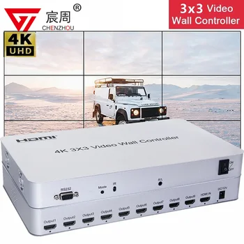 4K video steno krmilnik 3x3 2X3 HD Monitorji TV Splicer Video Procesor, 1 Vhod 9 Izhod Zaslon multi zaslon Šivanje Procesor