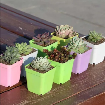 1pc Mini Kvadratni Plastični Cvet Pot Domov Office Tabela Vaza Desk Vrtni Okras