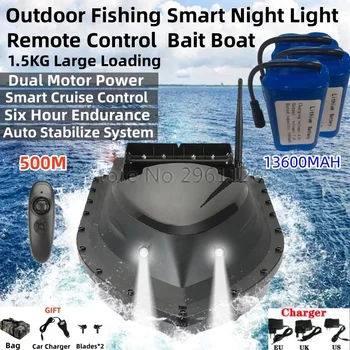 Zunanji Ribolov Smart Noč Svetlobe Radijski Nadzor Boat Vabe Za 2,4 G 500 M 1,5 KG Nakladanje Dvojno Motor Samodejno Umerjanje RC Ribiško Ladjo